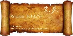 Krajcs Jolán névjegykártya
